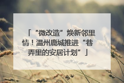 “微改造”焕新邻里情！温州鹿城推进“巷弄里的安居计划”