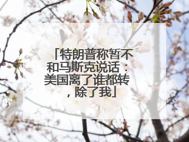 特朗普称暂不和马斯克说话：美国离了谁都转，除了我