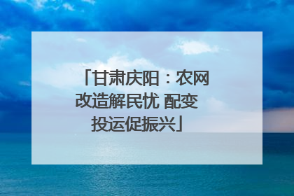甘肃庆阳：农网改造解民忧 配变投运促振兴