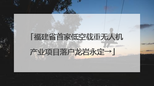 福建省首家低空载重无人机产业项目落户龙岩永定→