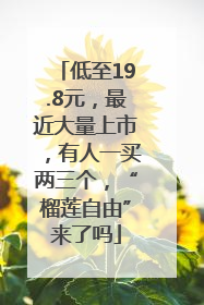 低至19.8元，最近大量上市，有人一买两三个，“榴莲自由”来了吗