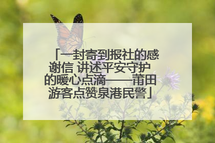 一封寄到报社的感谢信 讲述平安守护的暖心点滴——莆田游客点赞泉港民警