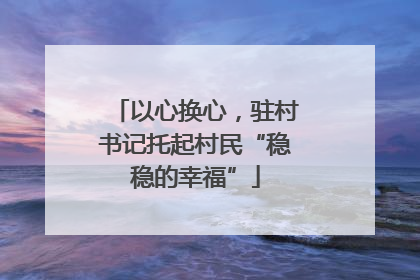 以心换心，驻村书记托起村民“稳稳的幸福”