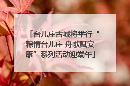 台儿庄古城将举行“粽情台儿庄 舟歌赋安康”系列活动迎端午