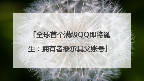 全球首个满级QQ即将诞生：拥有者继承其父账号
