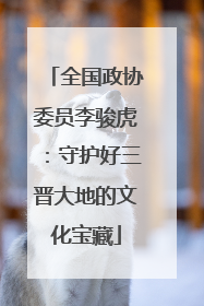 全国政协委员李骏虎：守护好三晋大地的文化宝藏
