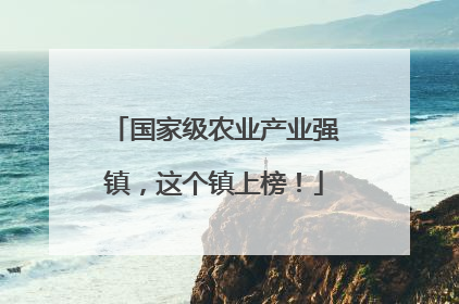 国家级农业产业强镇，这个镇上榜！