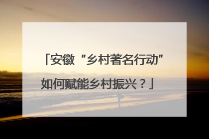 安徽“乡村著名行动”如何赋能乡村振兴？