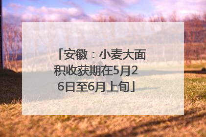 安徽：小麦大面积收获期在5月26日至6月上旬
