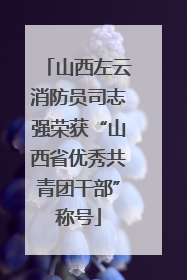 山西左云消防员司志强荣获“山西省优秀共青团干部”称号