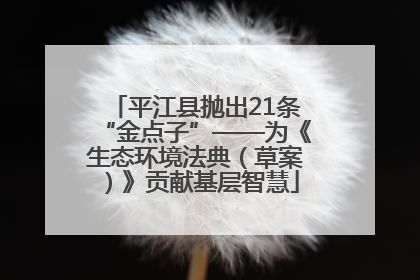 平江县抛出21条“金点子”——为《生态环境法典（草案）》贡献基层智慧