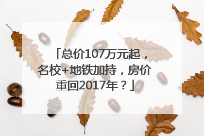 总价107万元起，名校+地铁加持，房价重回2017年？