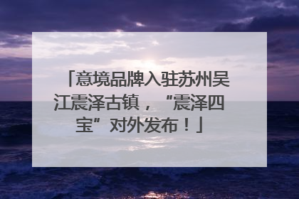 意境品牌入驻苏州吴江震泽古镇，“震泽四宝”对外发布！