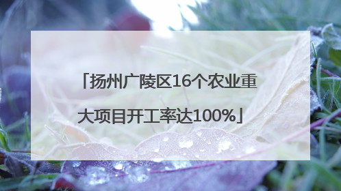 扬州广陵区16个农业重大项目开工率达100%