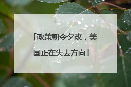 政策朝令夕改，美国正在失去方向