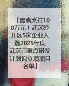 最高支持100万元！武汉经开区5家企业入选2025年度武汉市重点研发计划拟立项项目名单