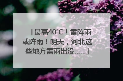 最高40℃！雷阵雨或阵雨！明天，河北这些地方雷雨出没……