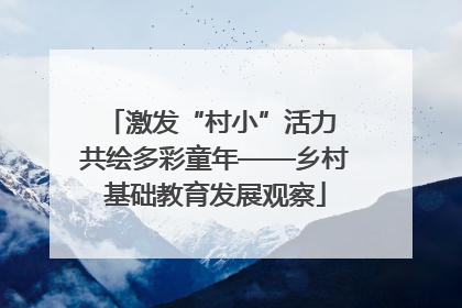 激发“村小”活力 共绘多彩童年——乡村基础教育发展观察