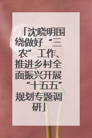 沈晓明围绕做好“三农”工作、推进乡村全面振兴开展“十五五”规划专题调研