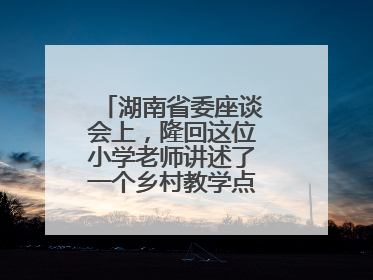 湖南省委座谈会上，隆回这位小学老师讲述了一个乡村教学点的温暖故事