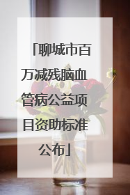 聊城市百万减残脑血管病公益项目资助标准公布