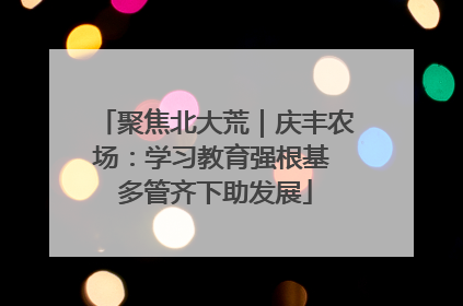 聚焦北大荒｜庆丰农场：学习教育强根基 多管齐下助发展