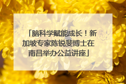 脑科学赋能成长！新加坡专家陈锐斐博士在南昌举办公益讲座
