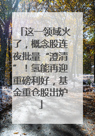 这一领域火了，概念股连夜批量“澄清”！氢能再迎重磅利好，基金重仓股出炉