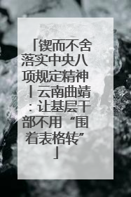 锲而不舍落实中央八项规定精神丨云南曲靖：让基层干部不用“围着表格转”