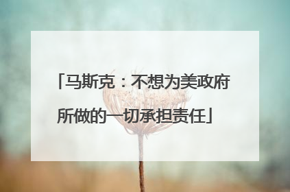 马斯克：不想为美政府所做的一切承担责任