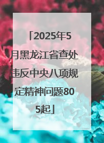 2025年5月黑龙江省查处违反中央八项规定精神问题805起