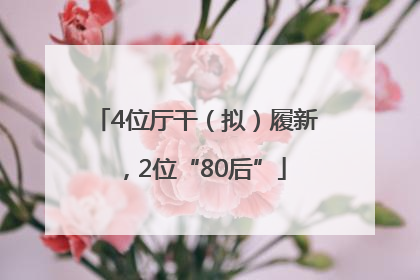 4位厅干（拟）履新，2位“80后”