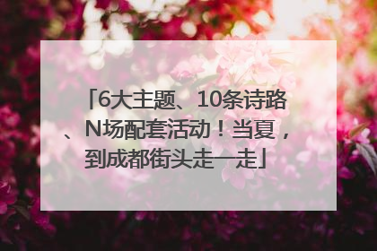 6大主题、10条诗路、N场配套活动！当夏，到成都街头走一走