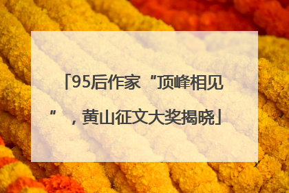 95后作家“顶峰相见”，黄山征文大奖揭晓